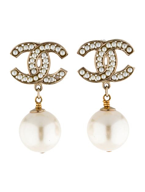 chanel black pearl earrings|buy chanel cc earrings online.